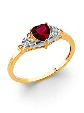 New 14K Yellow gold Heart Red CZ Ring size 7